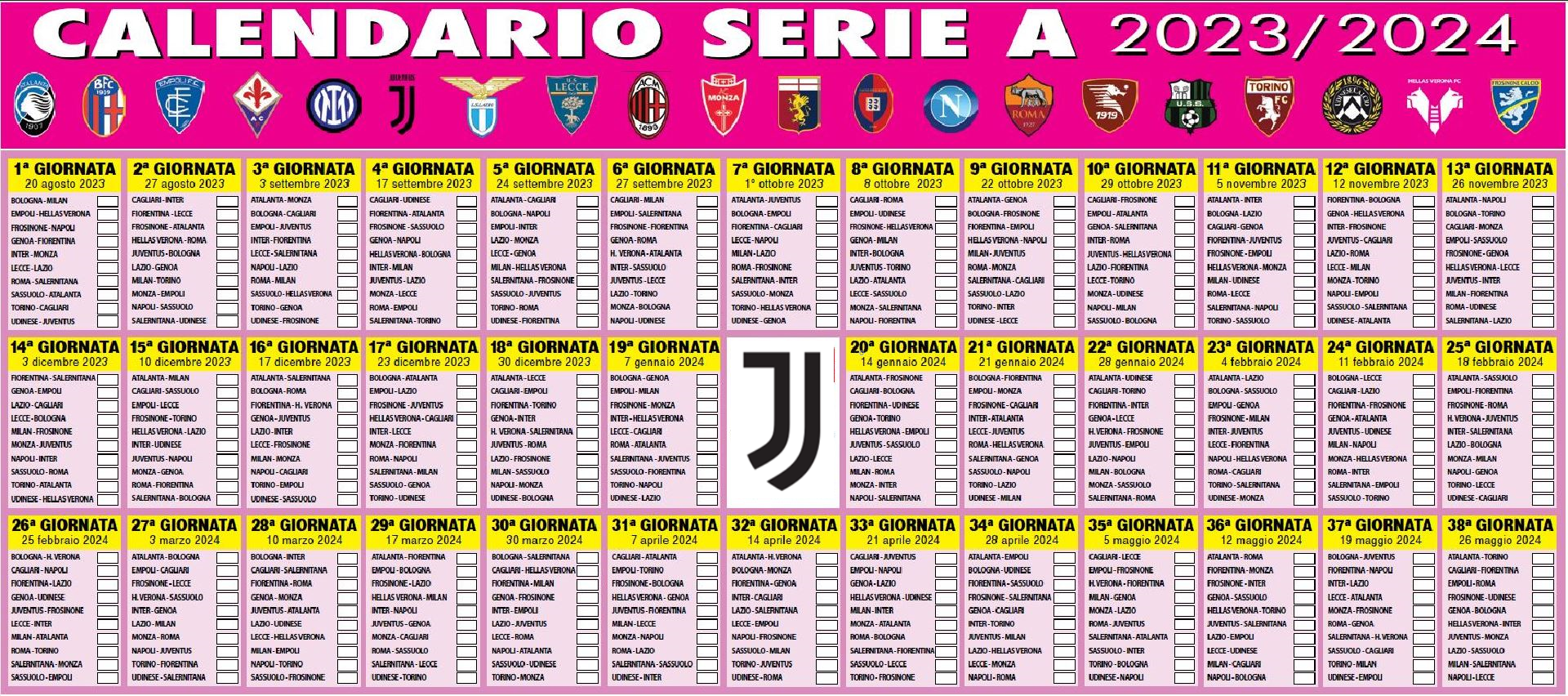 2023-2024 Juventus Schedule